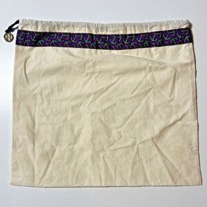 Tory Burch Dust Bag 15"x13.5" Beige Gold Logo Multicolor Purple Green Geometric